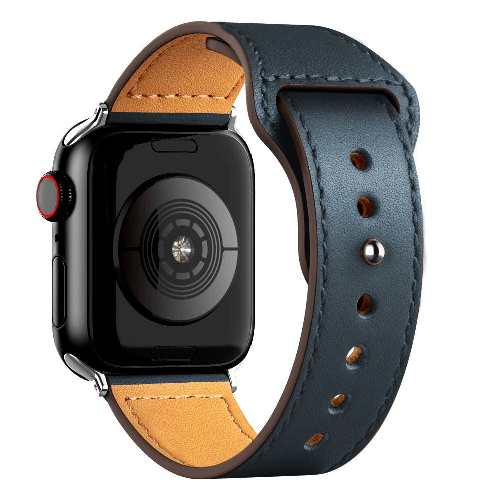 Nylon Leather Band Watch Strap with Straight Buckle – Fits Smartwatches (38–45mm)