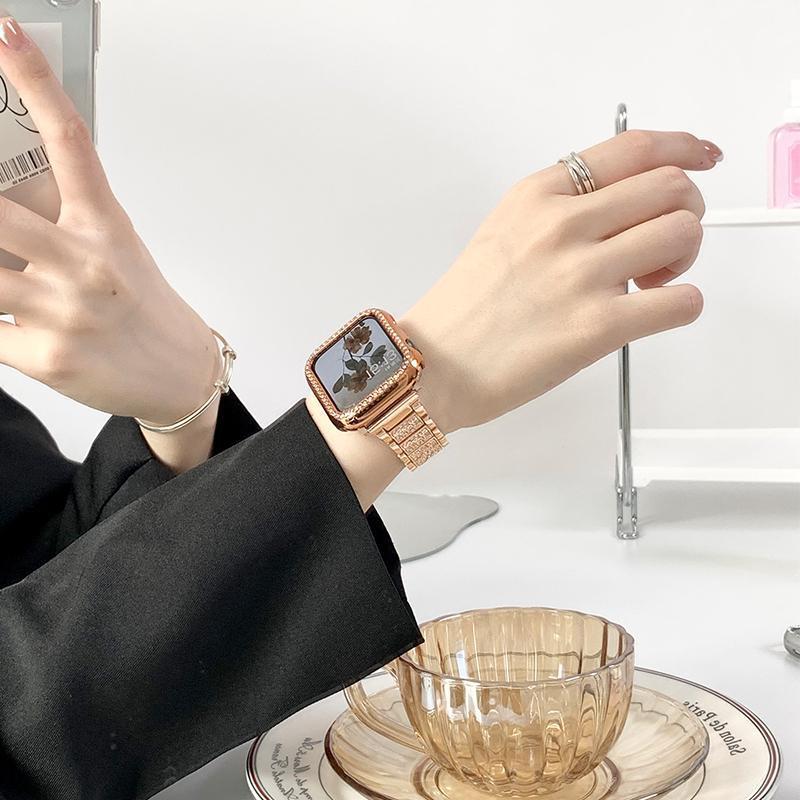 Metal Strap Three-Plant Diamond Strap for Apple Watch (38mm–49mm) | Compatible with Ultra 2 Watch Bands