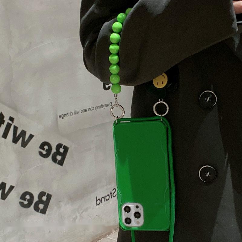 Chain Flower Green Crossbody Strap Phone Case