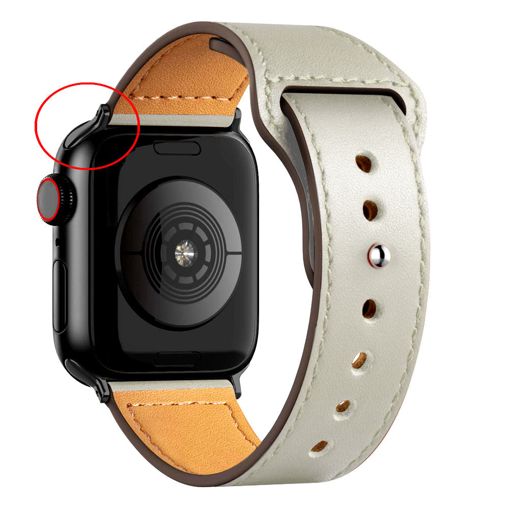 Nylon Leather Band Watch Strap with Straight Buckle – Fits Smartwatches (38–45mm)