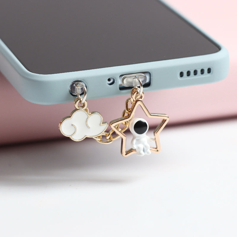 Stereoscopic Astronaut Star Moon Cloud Mobile Phone Headset Dust Plug