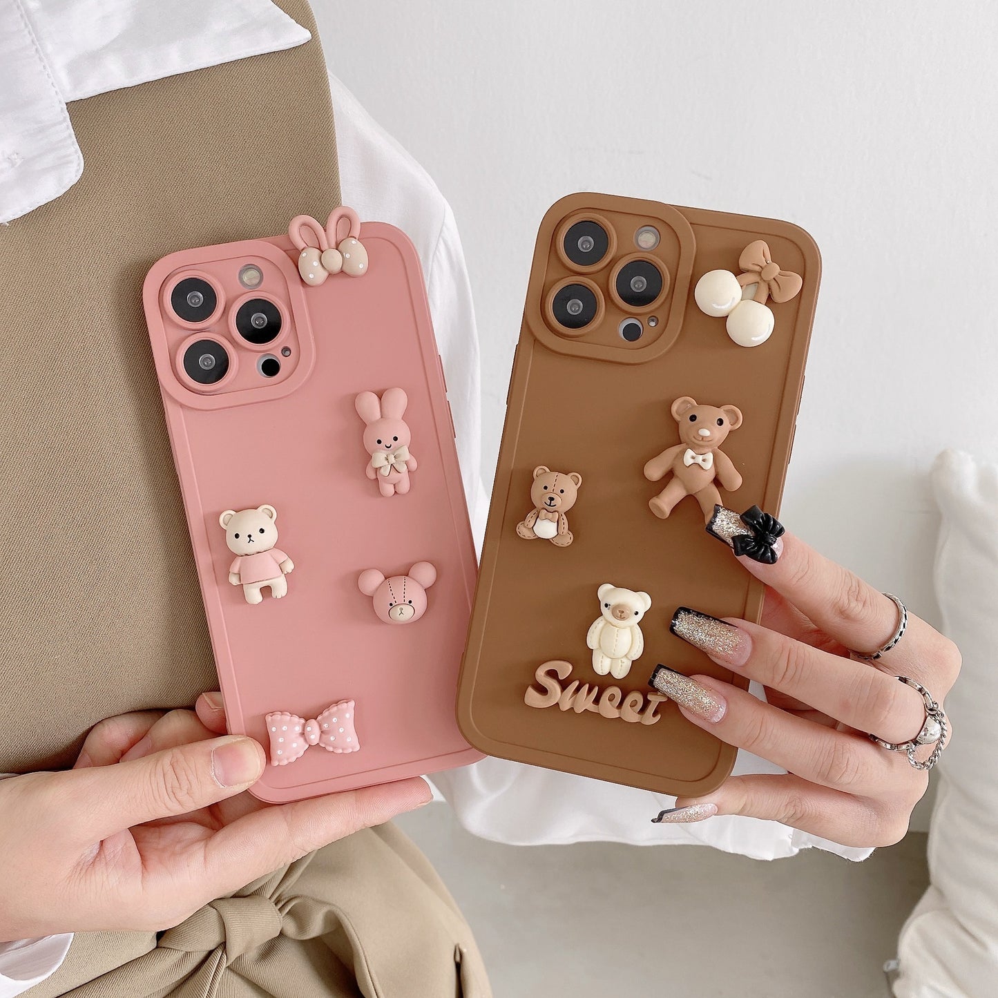 Applicable To IPhone13 Angel Eyes Phone Case Three-dimensional Bear Rabbit 12Promax