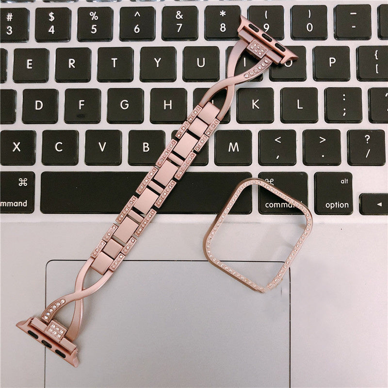 Thin Wrist Metal Watchband Case for Apple Watch Series 7/6/5/4/3/2/SE (38mm/40mm/42mm/44mm)