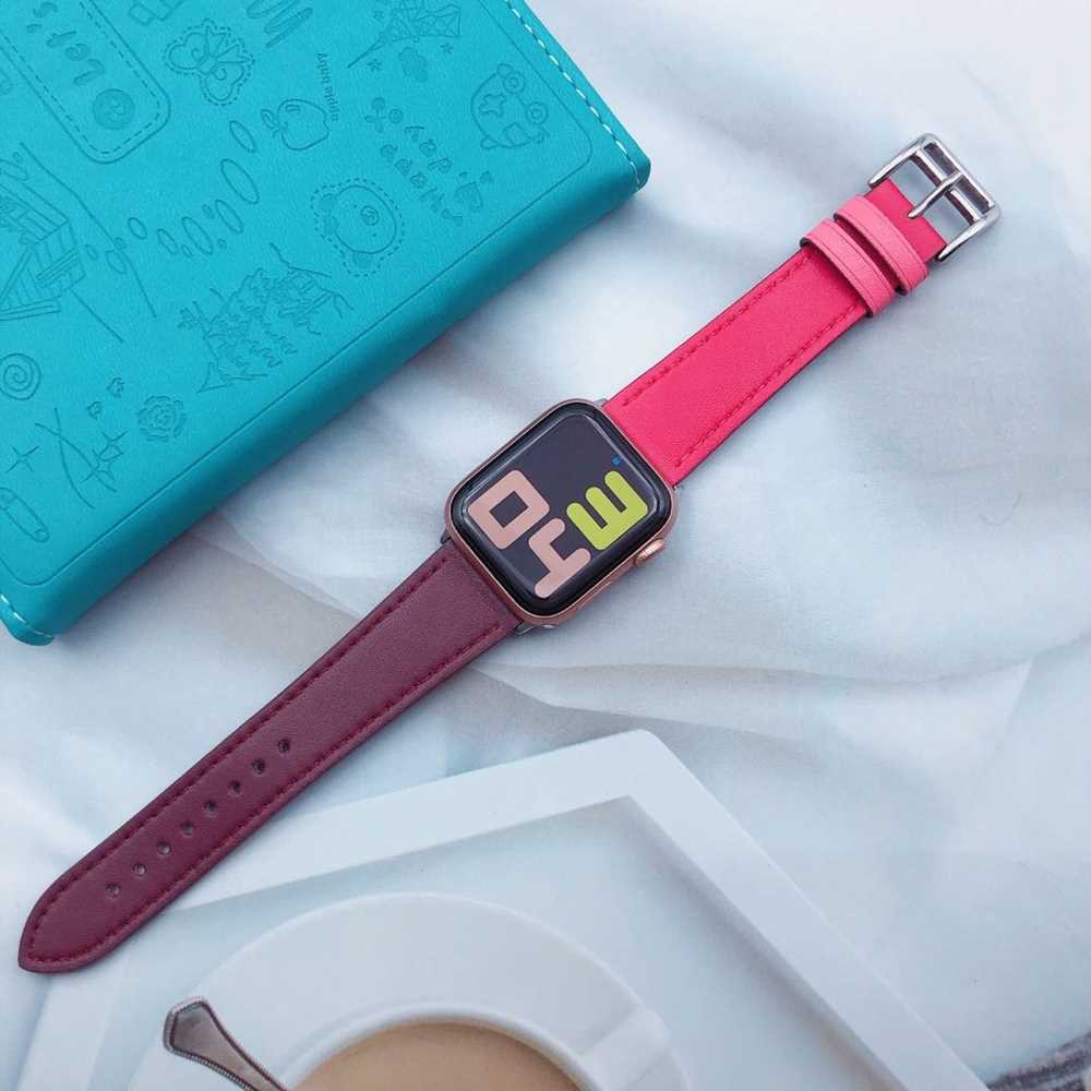 Watch Band with Buckle Cuff – Leather Apple Watch Band Bracelet Style (Multiple Colors)