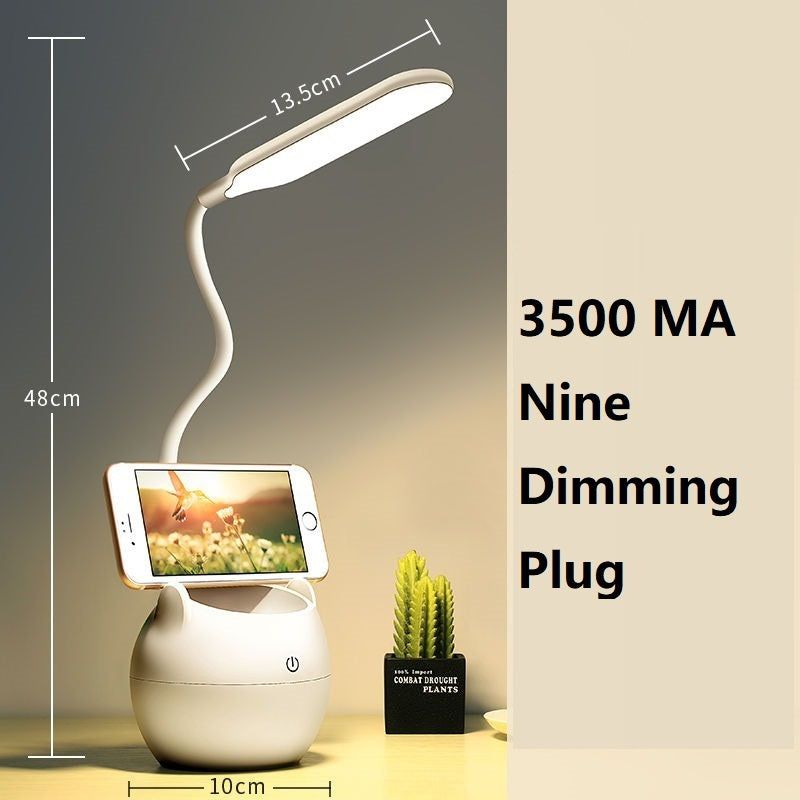 LED Rechargeable Desk Lamp with Pen Holder — Eye-Friendly Clip Lamp for Study & Work
