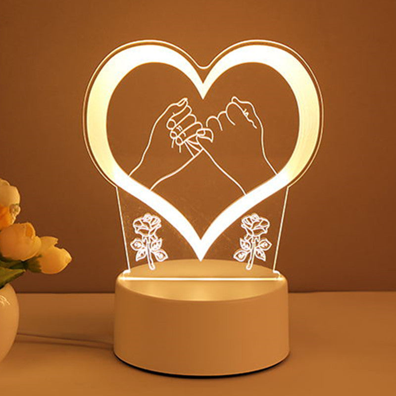 USB LED 3D Acrylic Night Light - Creative Illusion Desk Lamp for Home & Gifts