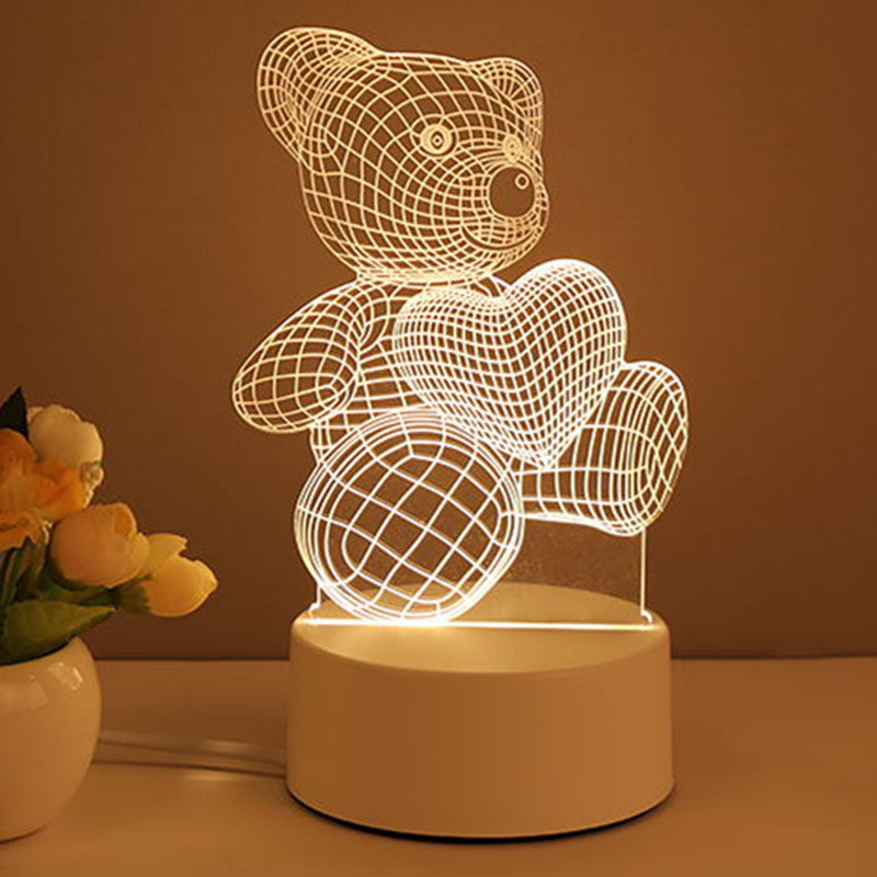 USB LED 3D Acrylic Night Light - Creative Illusion Desk Lamp for Home & Gifts