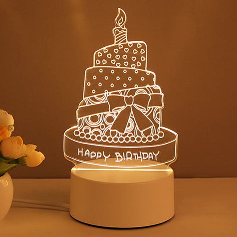 USB LED 3D Acrylic Night Light - Creative Illusion Desk Lamp for Home & Gifts