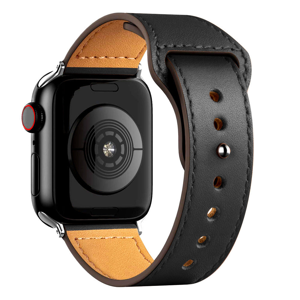 Nylon Leather Band Watch Strap with Straight Buckle – Fits Smartwatches (38–45mm)