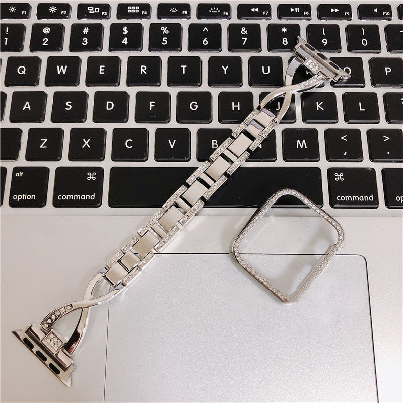 Thin Wrist Metal Watchband Case for Apple Watch Series 7/6/5/4/3/2/SE (38mm/40mm/42mm/44mm)