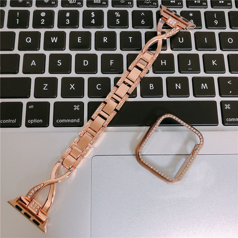 Thin Wrist Metal Watchband Case for Apple Watch Series 7/6/5/4/3/2/SE (38mm/40mm/42mm/44mm)