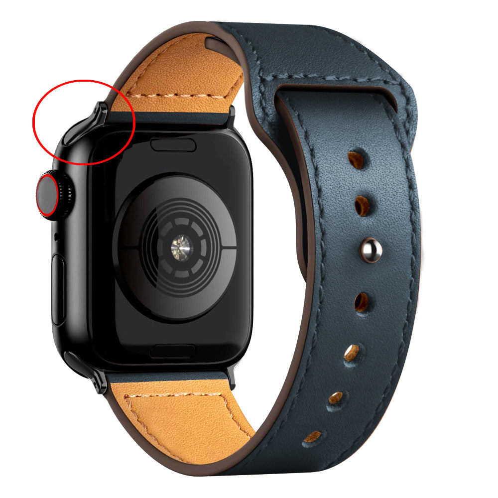 Nylon Leather Band Watch Strap with Straight Buckle – Fits Smartwatches (38–45mm)