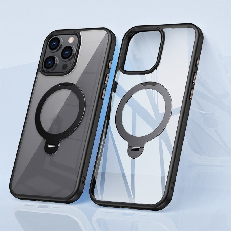 iPhone case with 360° rotating kickstand for hands-free viewing