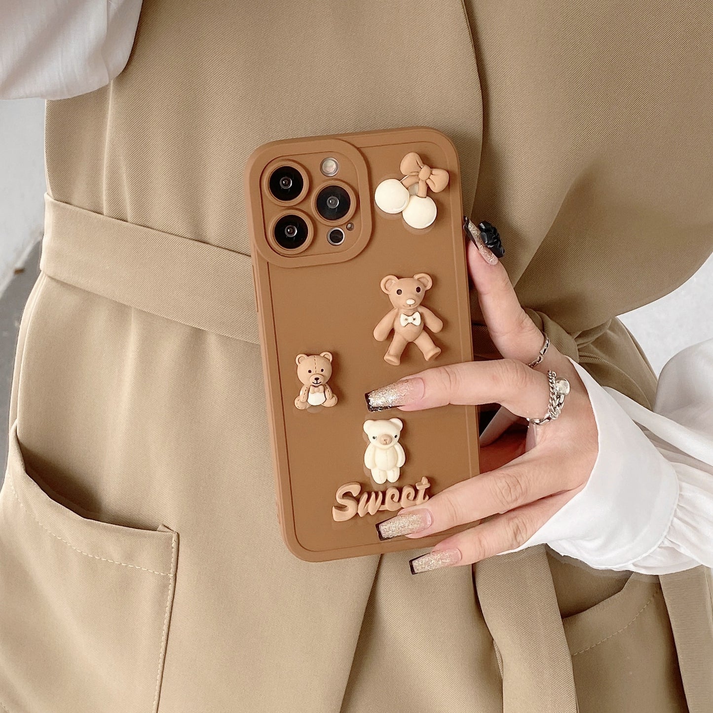 Applicable To IPhone13 Angel Eyes Phone Case Three-dimensional Bear Rabbit 12Promax