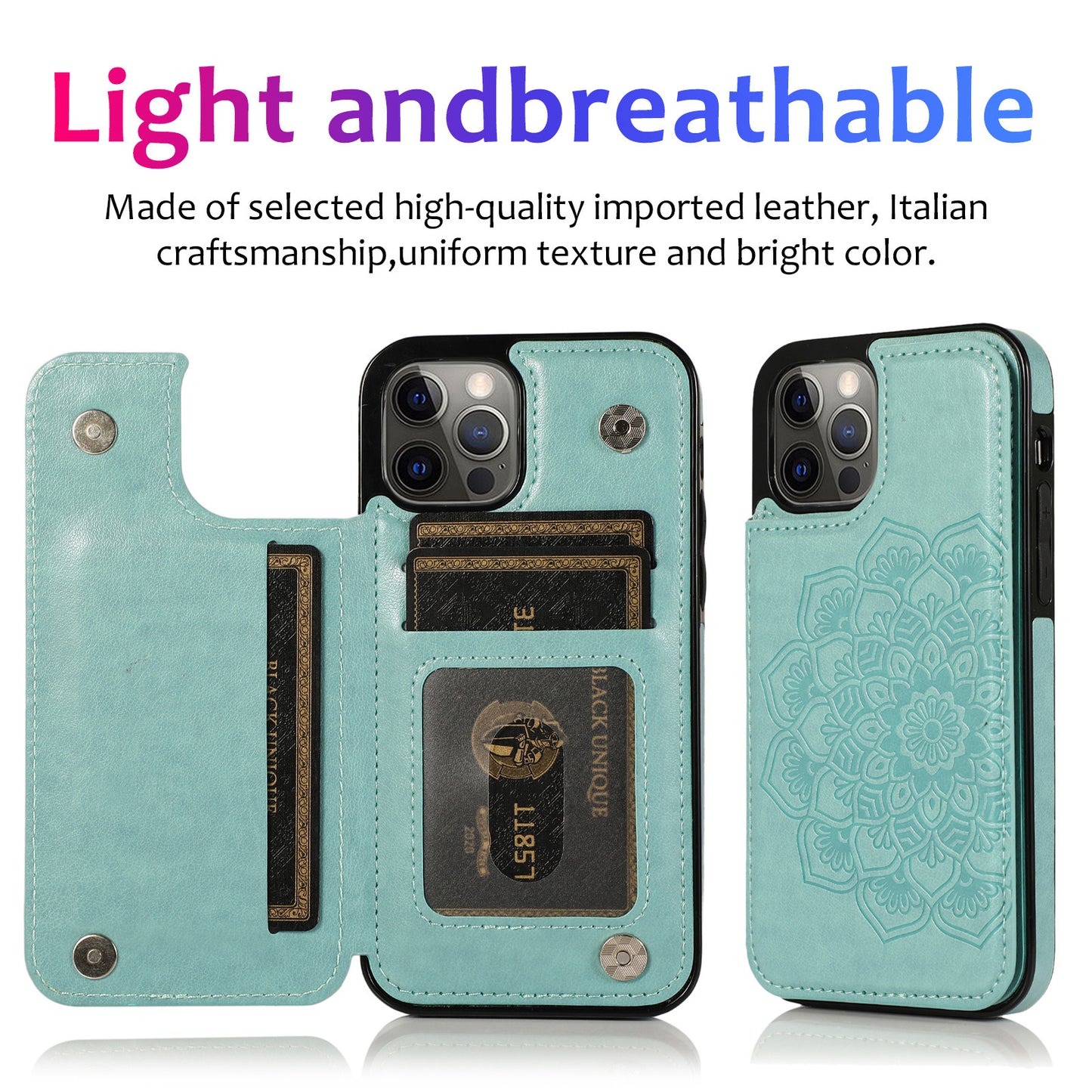 Phone Case Embossed Mobile Phone Leather Case Mandala Card Holder