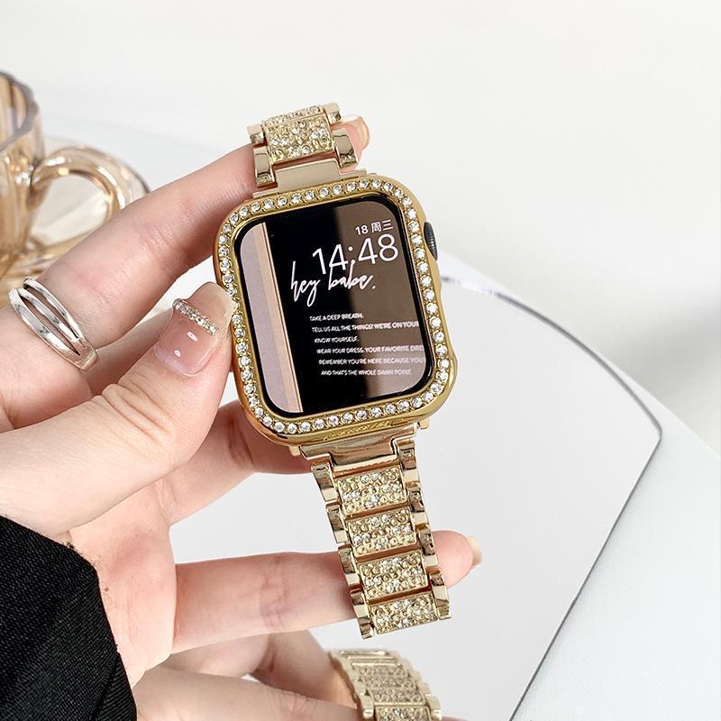 Metal Strap Three-Plant Diamond Strap for Apple Watch (38mm–49mm) | Compatible with Ultra 2 Watch Bands