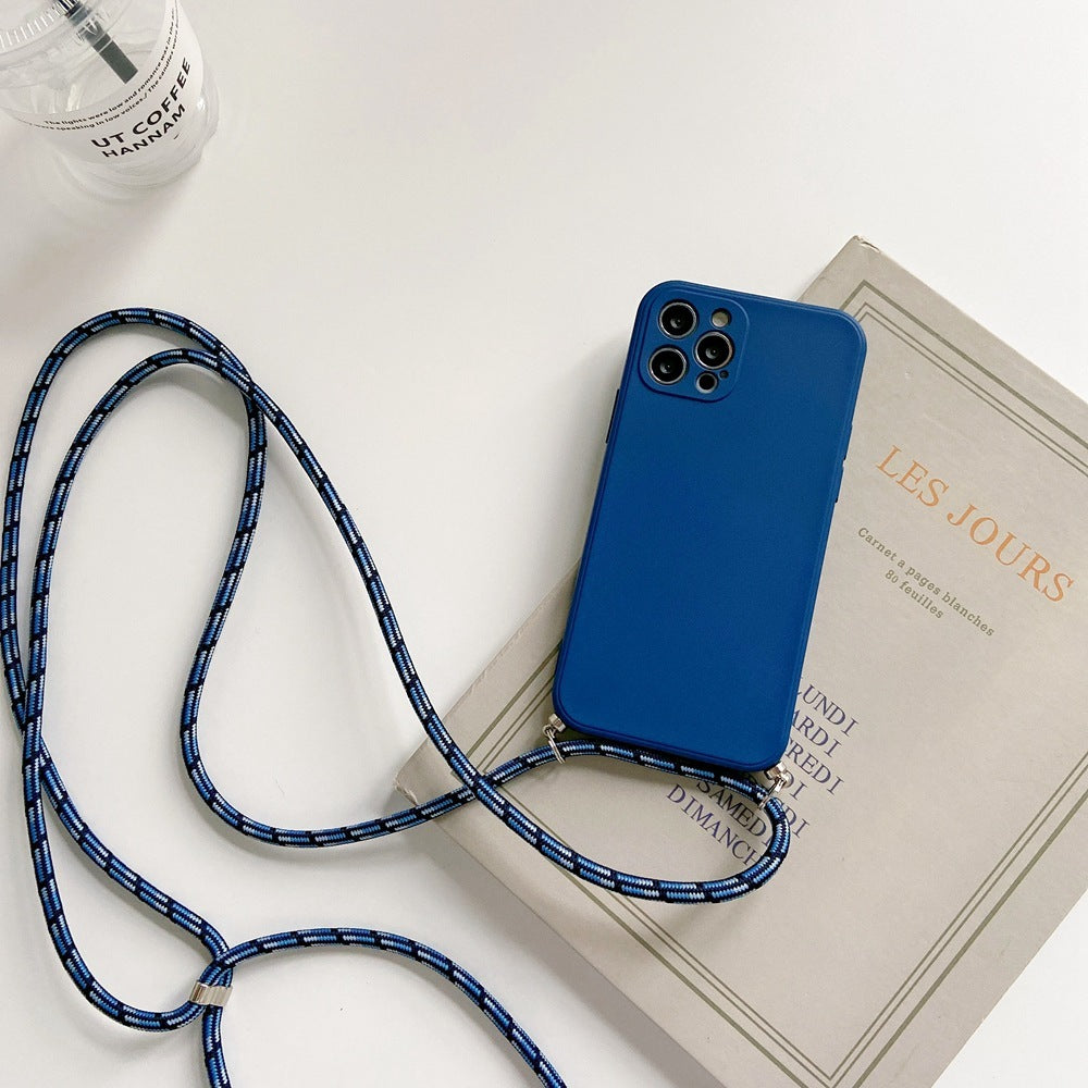 Anti-Drop Liquid Silicone Phone Strap Crossbody Case & Cell Phone Strap Holder for iPhone 6–14 Pro Max