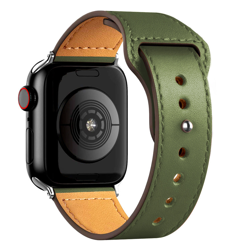 Nylon Leather Band Watch Strap with Straight Buckle – Fits Smartwatches (38–45mm)