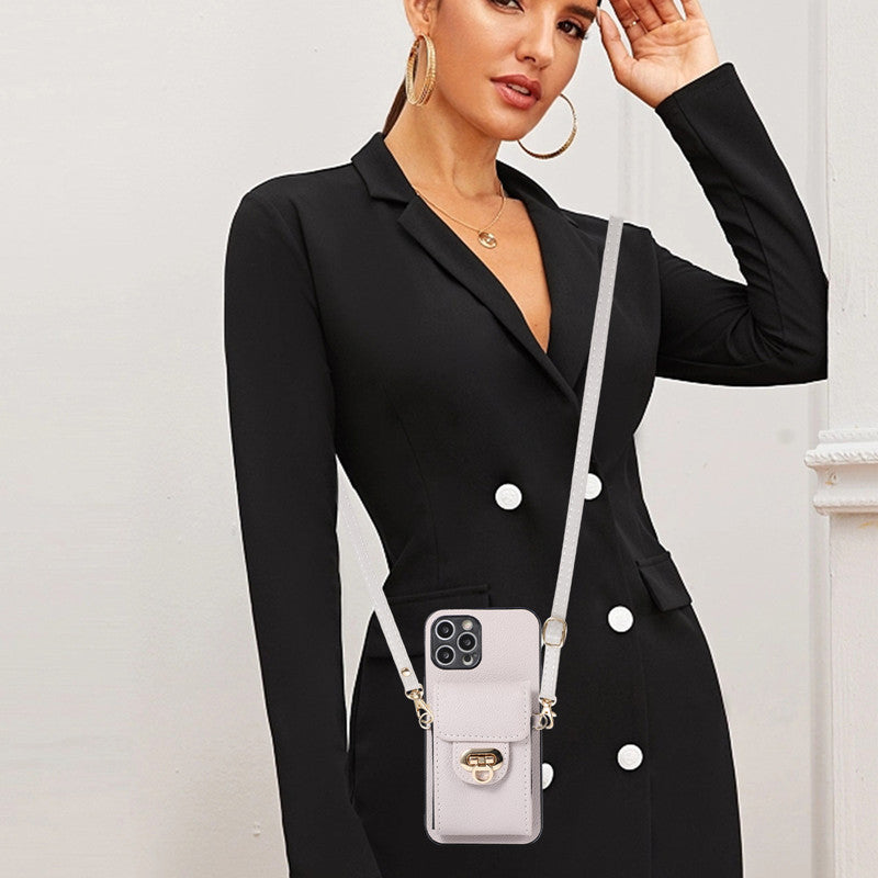 Leather Phone Case Creative Card-inserting Wallet Leather Case Crossbody Protective Case