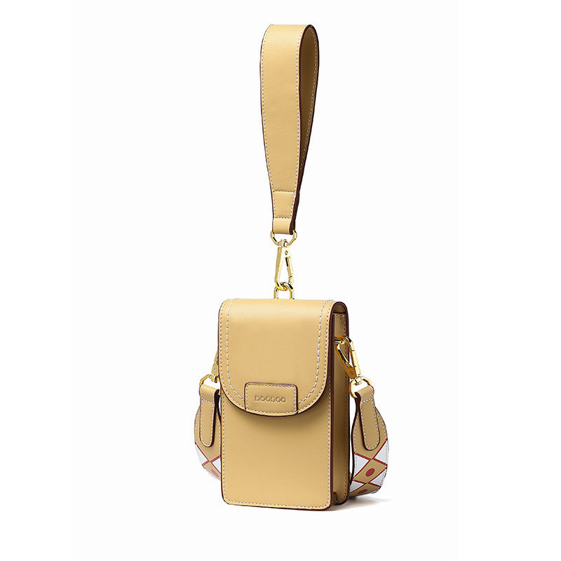 PU Leather Phone Strap Crossbody Bag – Square Pocket Cell Phone Strap Holder with Shoulder Strap