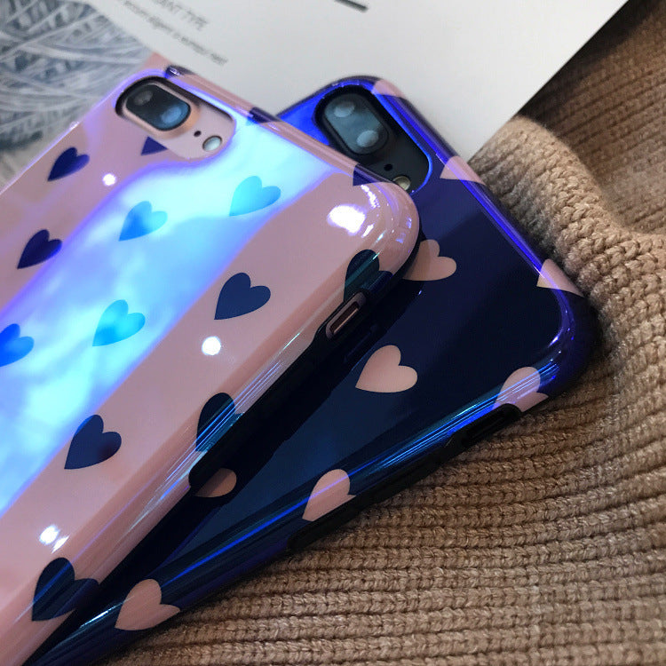 Blu-ray Laser Gradient Case For Love Heart Phone Cases For Glossy Soft Silicon Back Cover