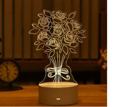 USB LED 3D Acrylic Night Light - Creative Illusion Desk Lamp for Home & Gifts