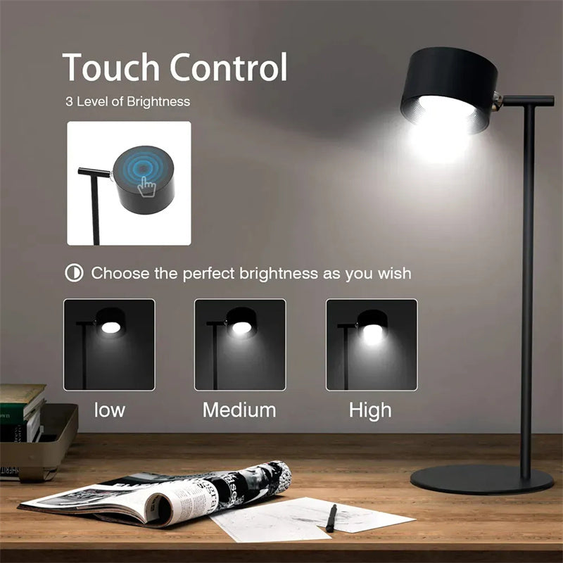 LED Desk Lamp with Magnetic Base, 360° Rotation & Touch Control