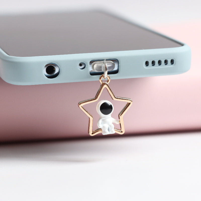 Stereoscopic Astronaut Star Moon Cloud Mobile Phone Headset Dust Plug
