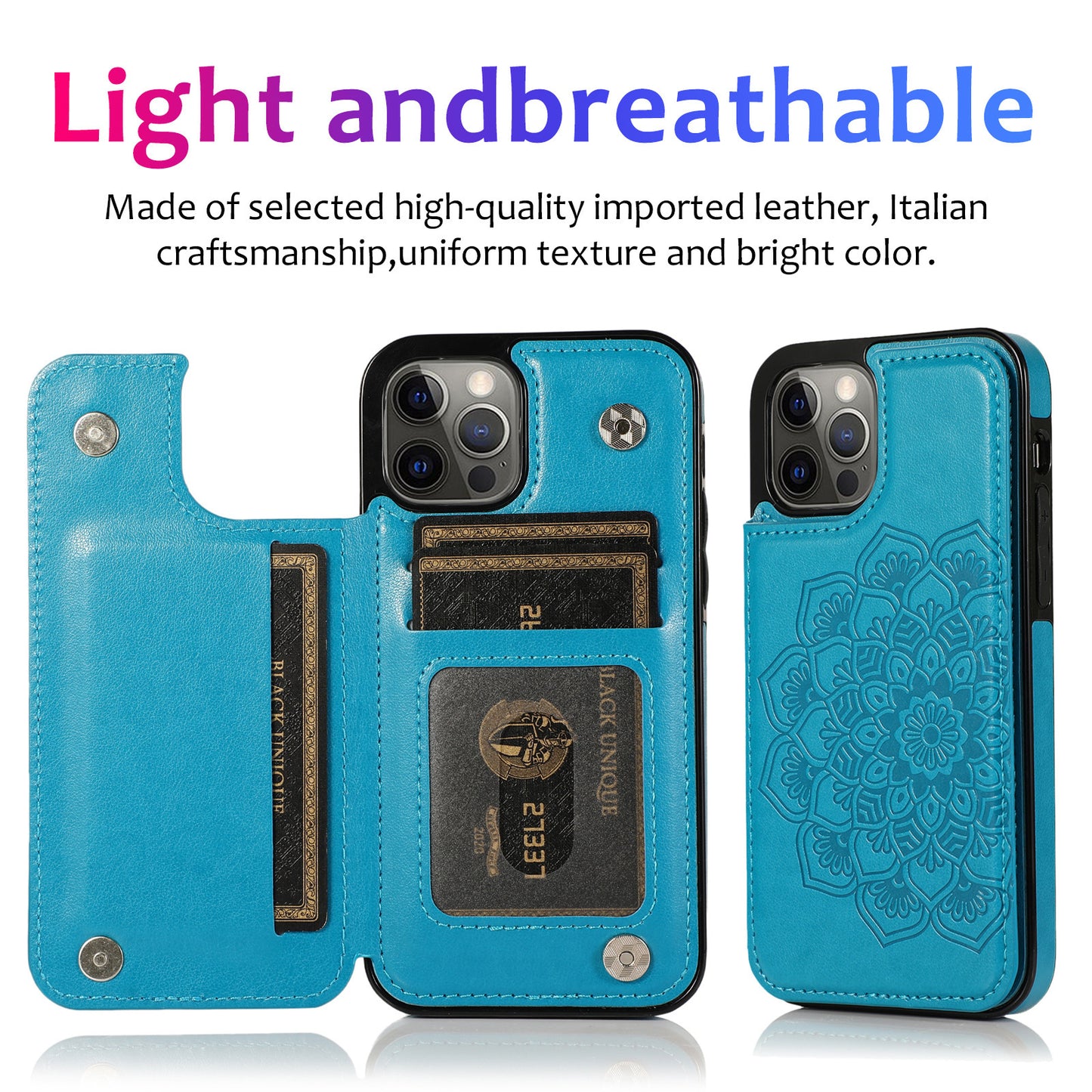 Phone Case Embossed Mobile Phone Leather Case Mandala Card Holder