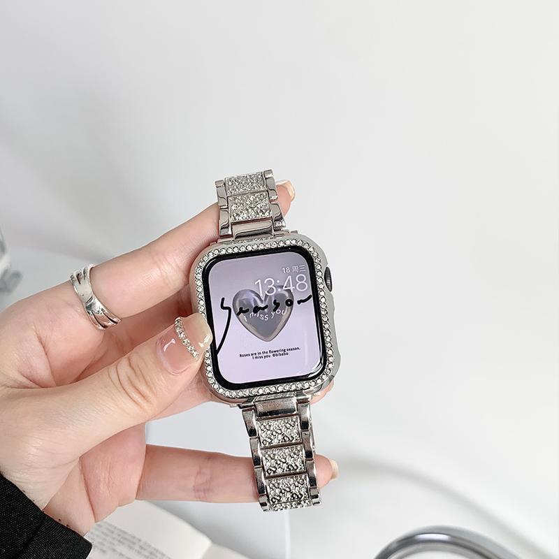 Metal Strap Three-Plant Diamond Strap for Apple Watch (38mm–49mm) | Compatible with Ultra 2 Watch Bands
