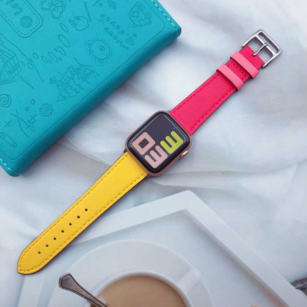 Watch Band with Buckle Cuff – Leather Apple Watch Band Bracelet Style (Multiple Colors)