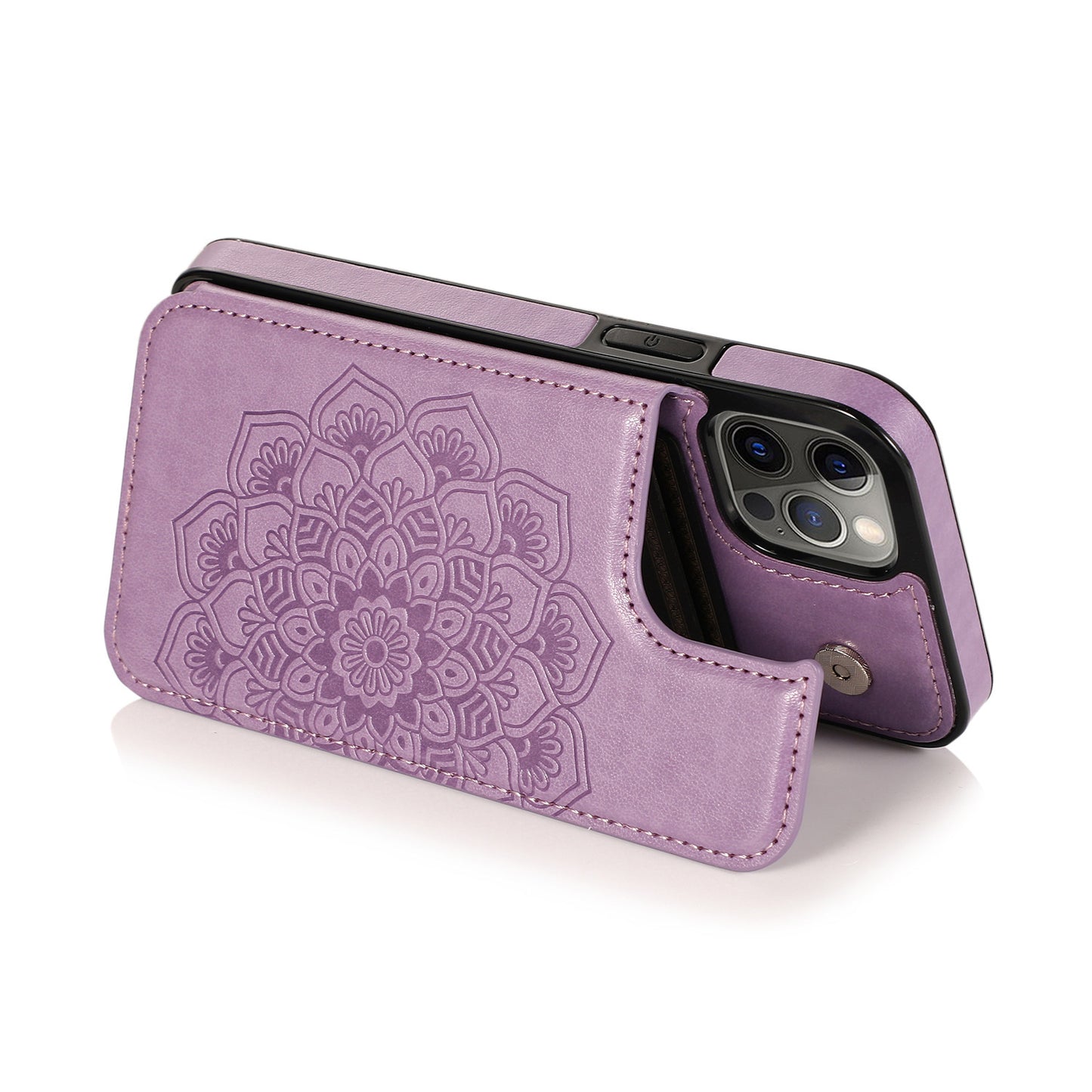 Phone Case Embossed Mobile Phone Leather Case Mandala Card Holder