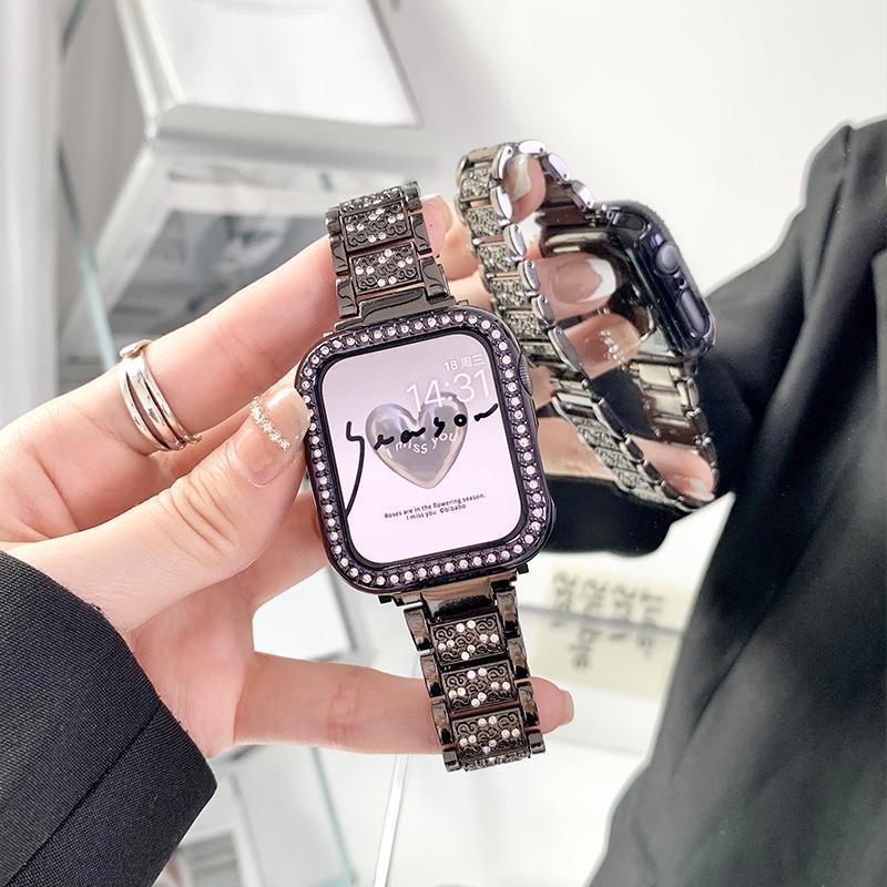 Metal Strap Three-Plant Diamond Strap for Apple Watch (38mm–49mm) | Compatible with Ultra 2 Watch Bands