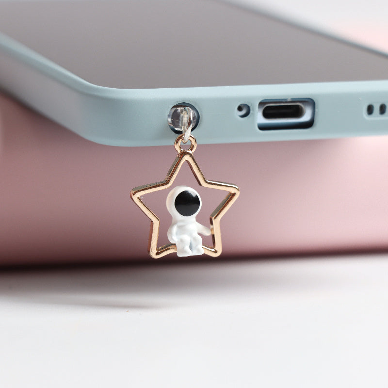 Stereoscopic Astronaut Star Moon Cloud Mobile Phone Headset Dust Plug
