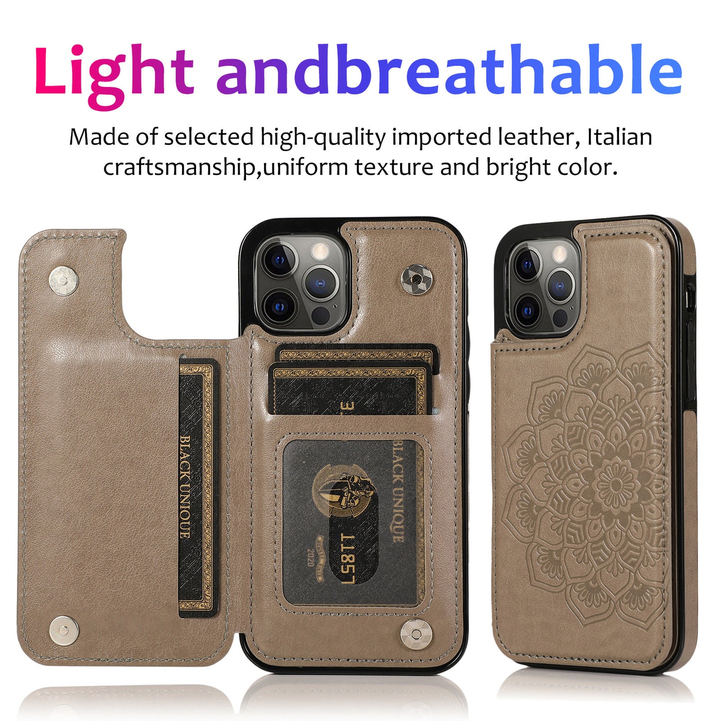 Phone Case Embossed Mobile Phone Leather Case Mandala Card Holder