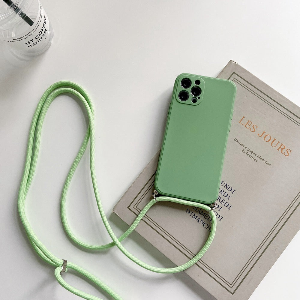 Anti-Drop Liquid Silicone Phone Strap Crossbody Case & Cell Phone Strap Holder for iPhone 6–14 Pro Max