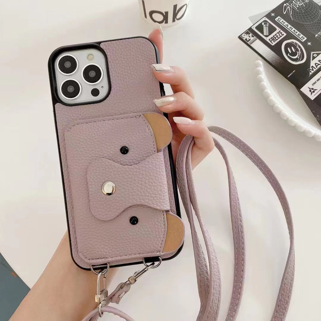All-inclusive frosted crossbody phone case with shoulder strap