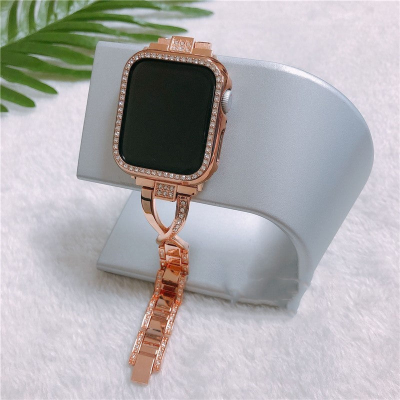 Black slim Apple Watch band with matching protective case