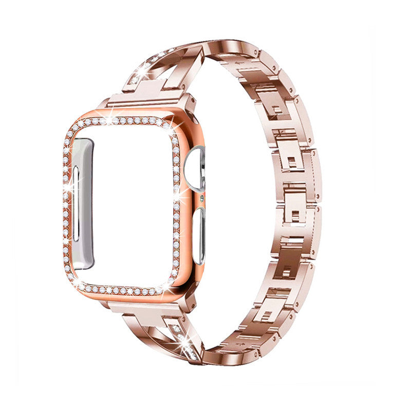 Pink Apple Watch band with matching case for women
