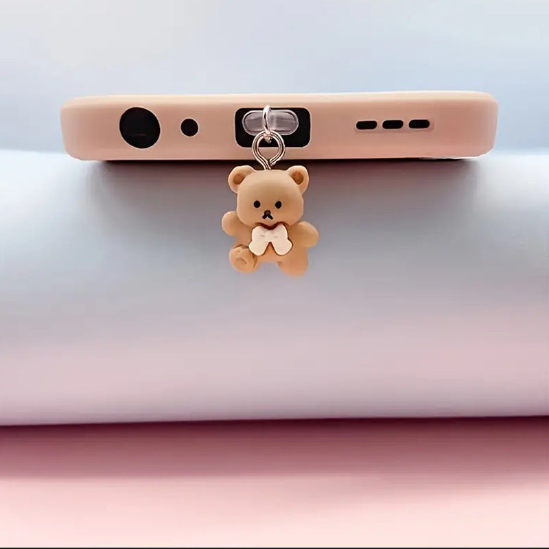 Brown flower-shaped USB-C plug cover for device protection
