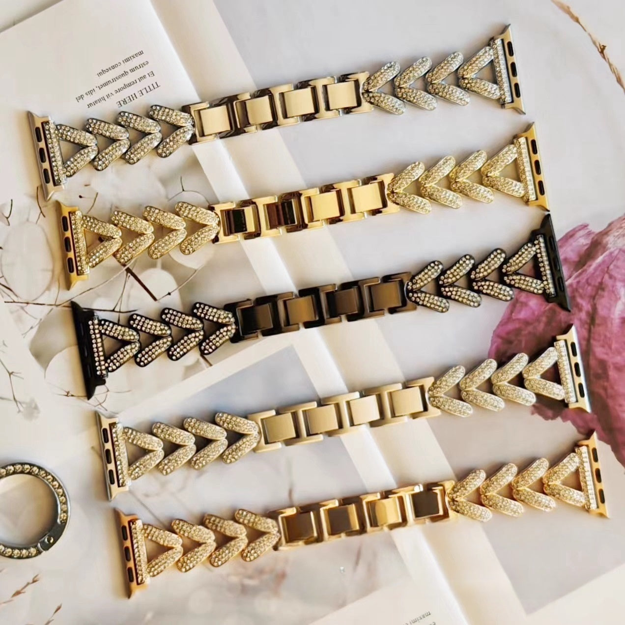 Elegant rhinestone Apple-compatible watch strap for women