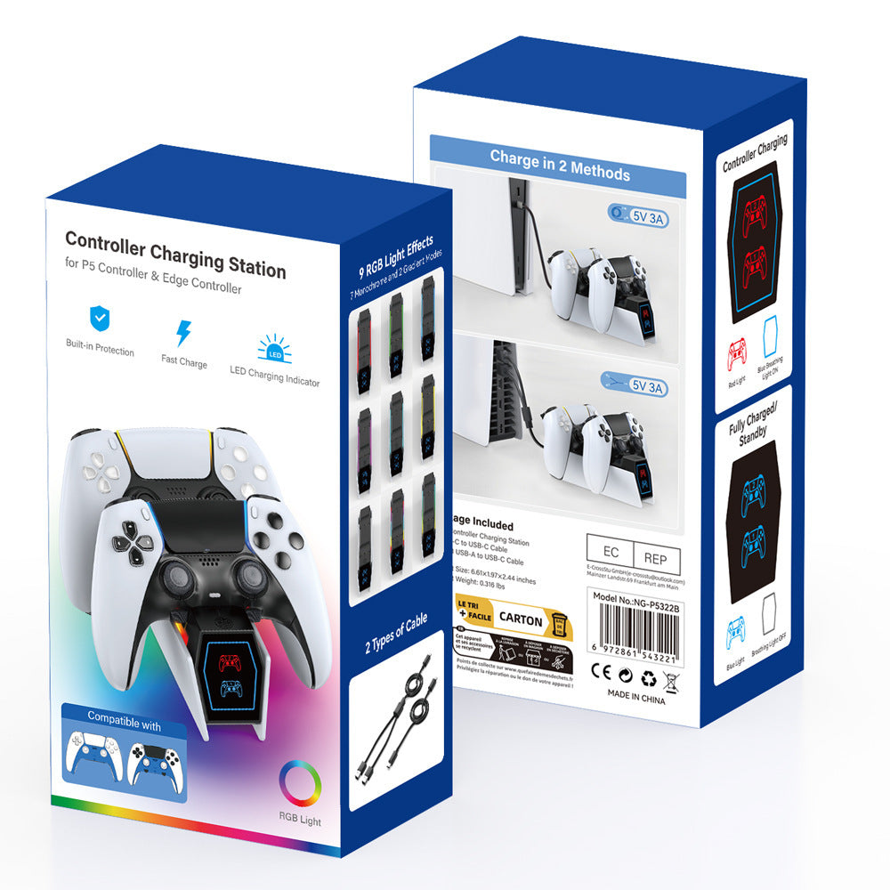 Compact and modern PS5 charging station with non-slip base