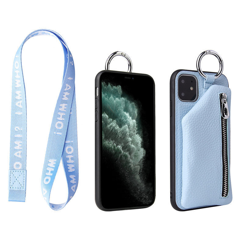 Crossbody phone strap holder wallet case in solid colors
