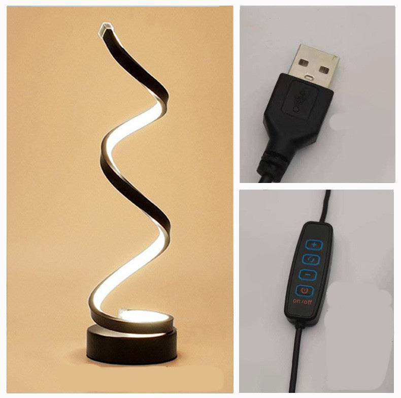 Spiral LED Desk Lamp – Trendy Dimmable Nightstand & Table Lamp
