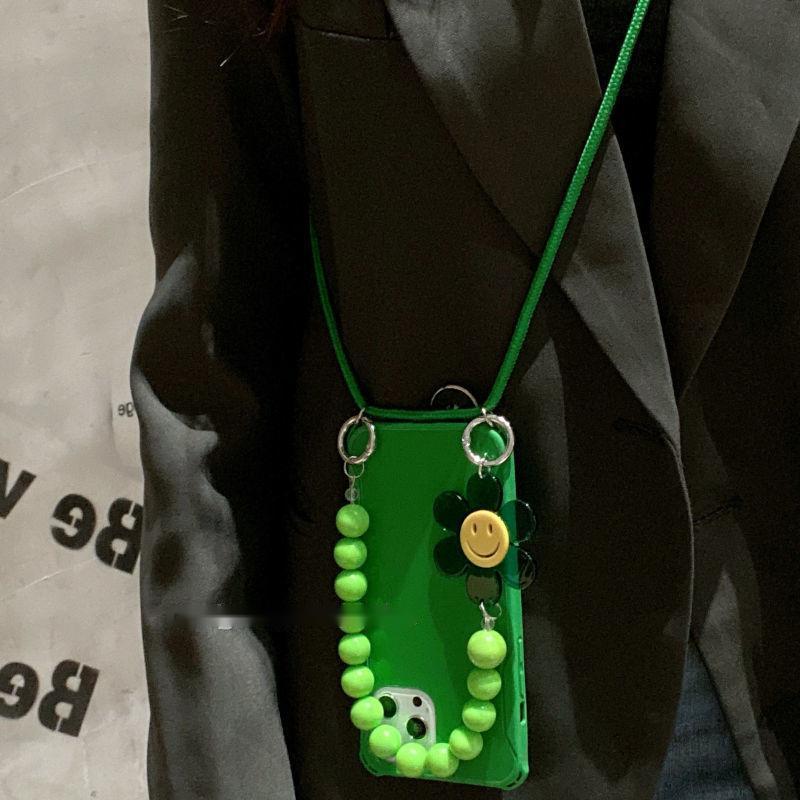 Chain Flower Green Crossbody Strap Phone Case