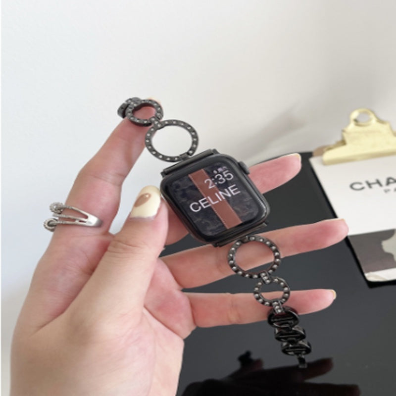 Metal strap with diamond-style skeleton links for Apple Watch