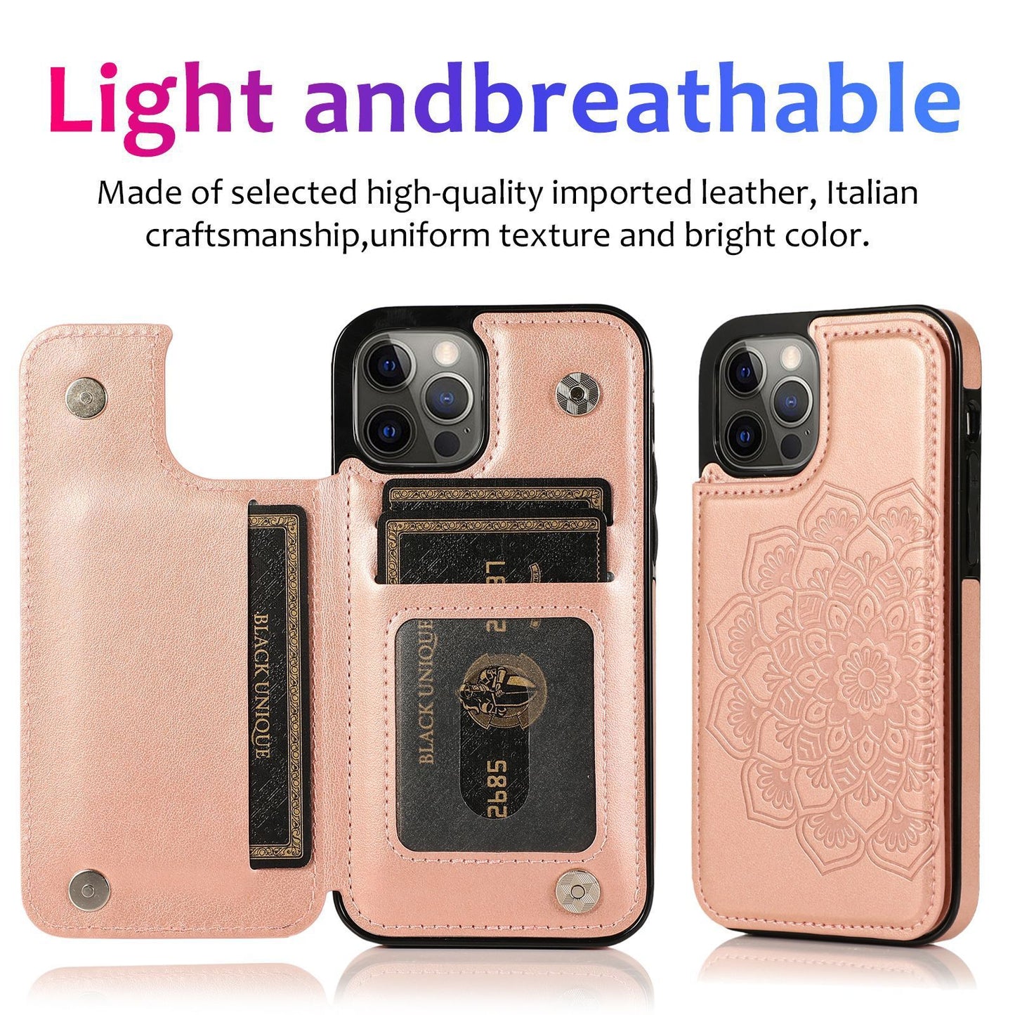 Phone Case Embossed Mobile Phone Leather Case Mandala Card Holder