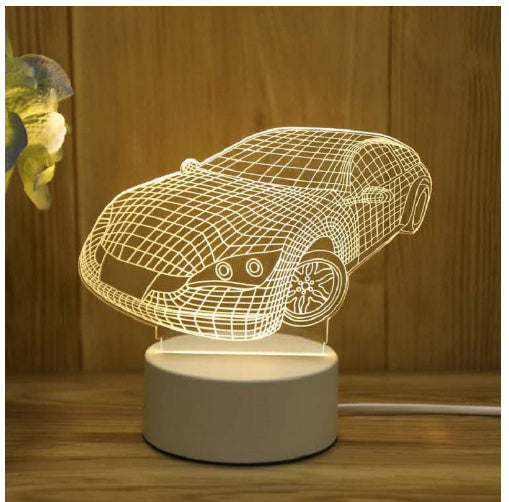 USB LED 3D Acrylic Night Light - Creative Illusion Desk Lamp for Home & Gifts