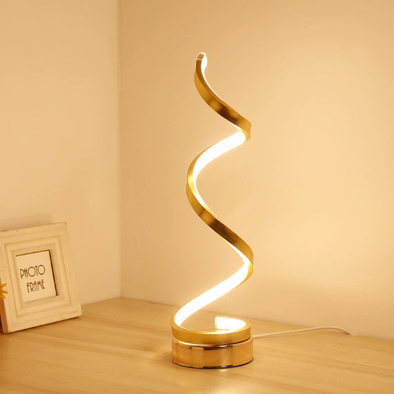 Spiral LED Desk Lamp – Trendy Dimmable Nightstand & Table Lamp