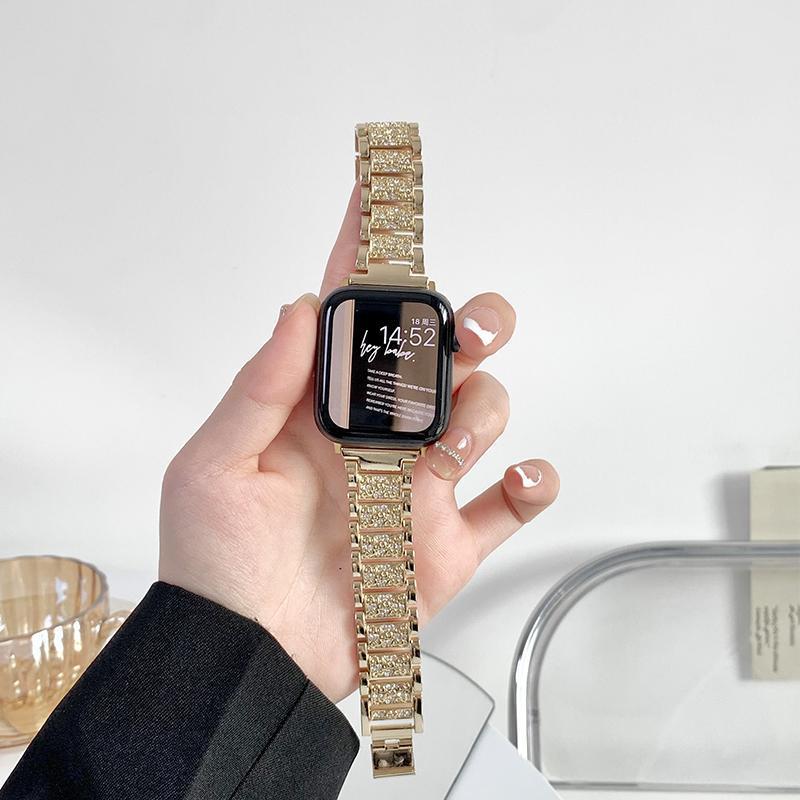 Fashionable metal strap replacement for Apple-compatible models